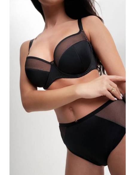 Biustonosz czarny semi soft półusztywniany gładki fiszbiny Ava 2263