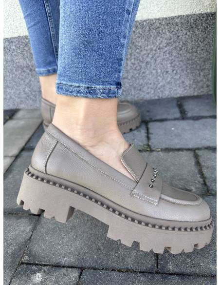 Mokasyny damskie brązowe khaki nowość Mona N918