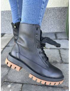 Trapery czarne skóra lico sznurowane zamek nowość Z721 Gaja 2