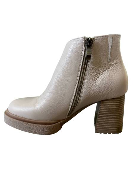 Botki beż nude obcas ocieplane nowość skóra naturalna wygodne Lamanti 1015